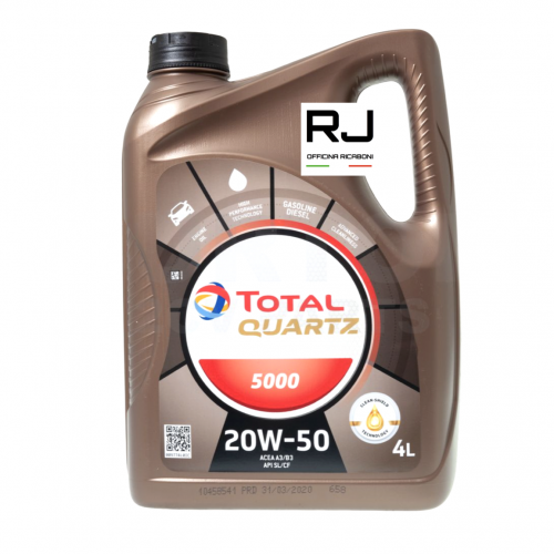 Olio motore 20W-50 4 litri, TOTAL Quartz 5000