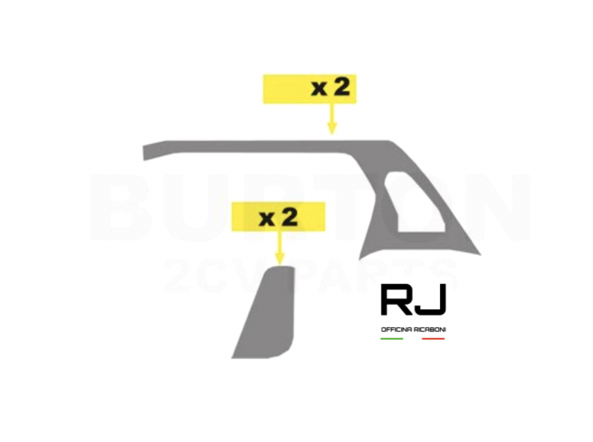 Kit rivestimento parte superiore del corpo Dyane, con finestra a quarto